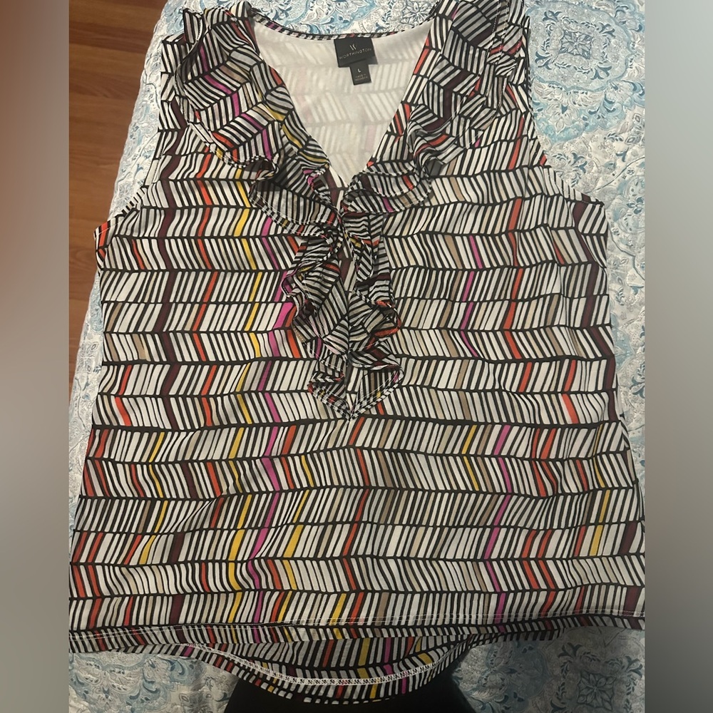 Worthington Multicolor Chevron Sleeveless Blouse